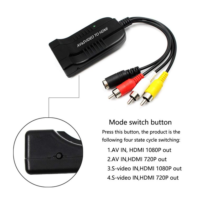 HDSUNWSTD 3RCA AV CVBS Composite & S-Video R/L Audio to HDMI Converter Adapter Support 720P/1080P for PS2 PS3 NES SNES Nintendo 64 HDTV - Image 5
